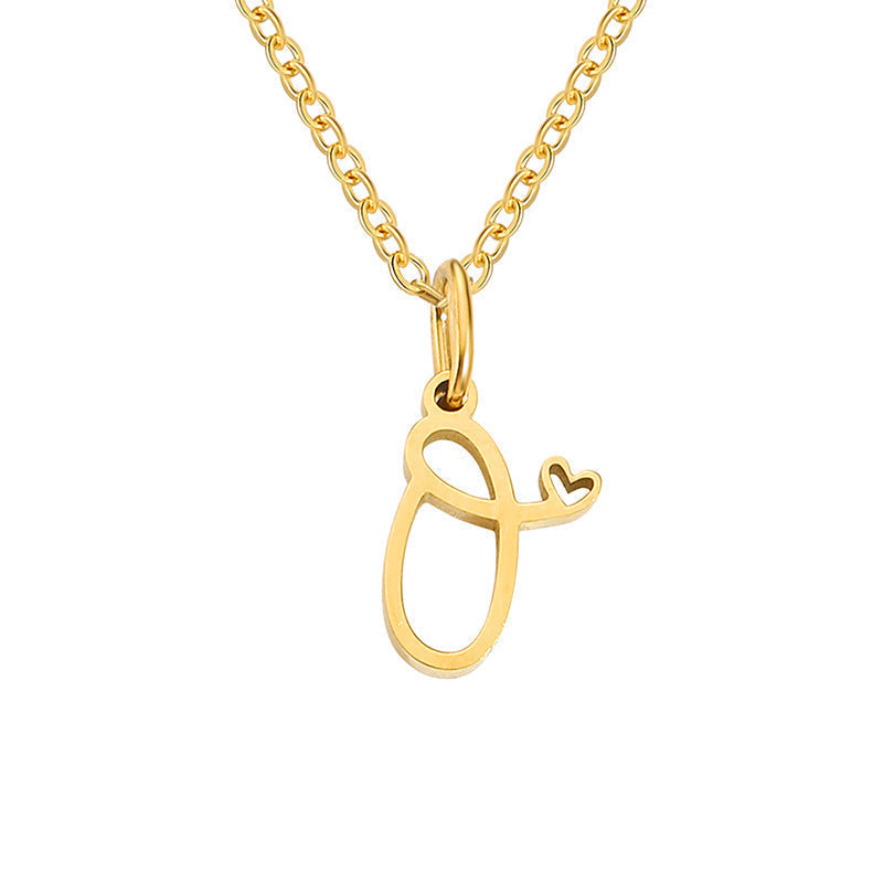 Heart Initial Yellow Gold Necklace