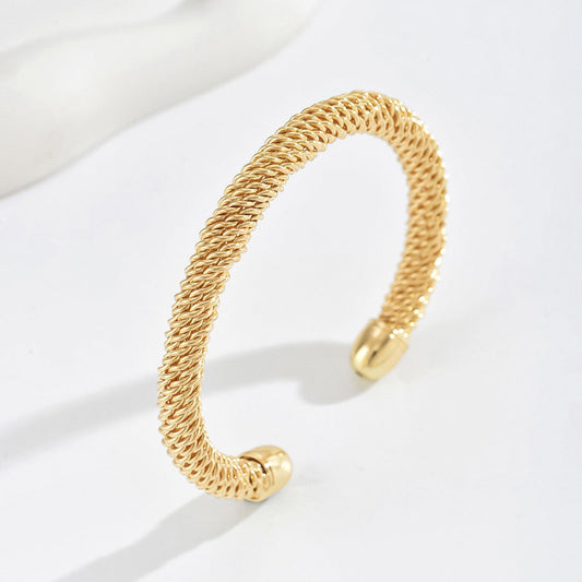 Cassian Bracciale Rigido Cordoncino Oro Giallo