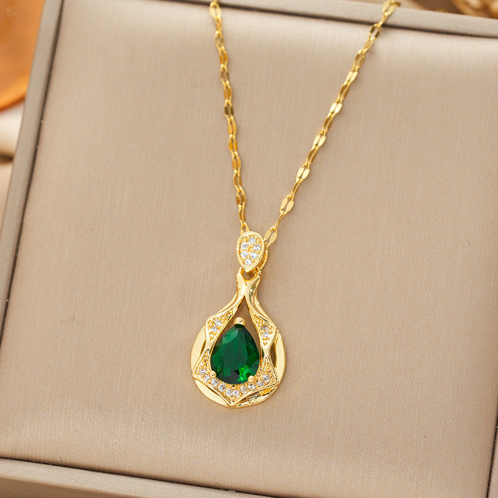 Liana Moretti Emerald Yellow Gold Necklace
