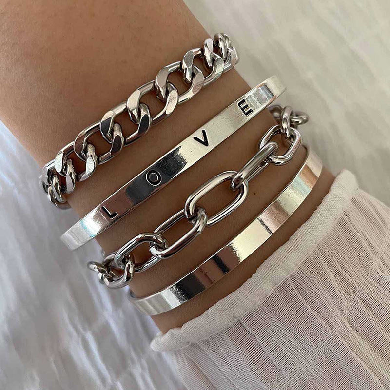 Elan Mercer White Gold Bracelet Set