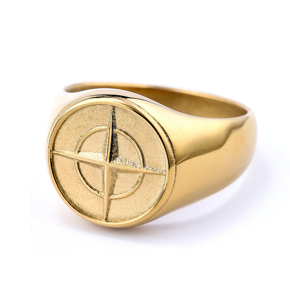 Anello Sigillo Bussola Classico Oro bianco