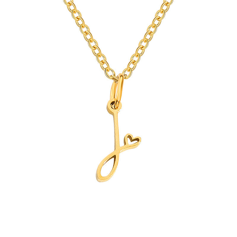 Heart Initial Yellow Gold Necklace