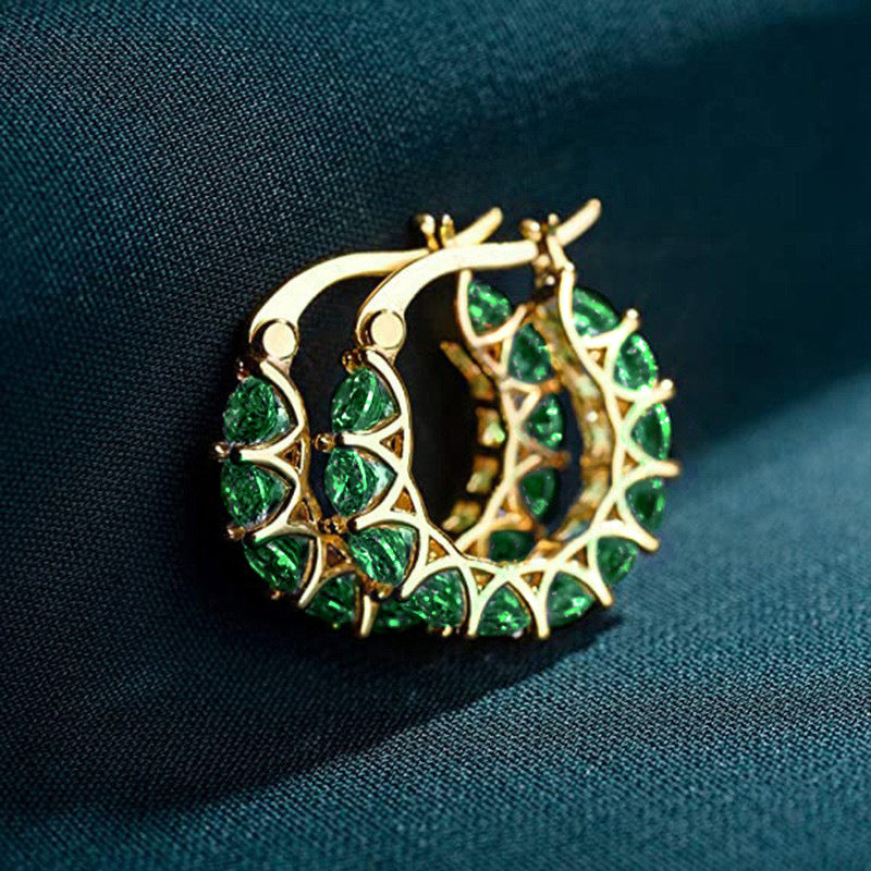 Elena Marlowe Gemstone Hoop Yellow Gold Earrings