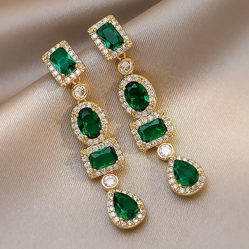Coraline Esmarisse Gemstone Drop Yellow Gold Earrings