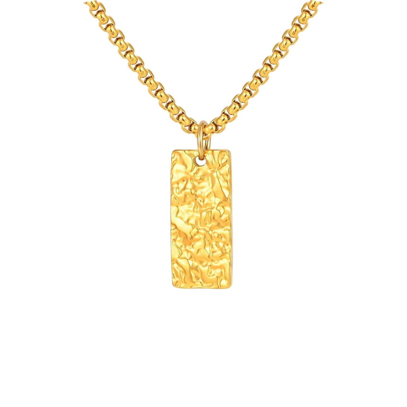 Ziven Collana Barra Martellata Oro bianco