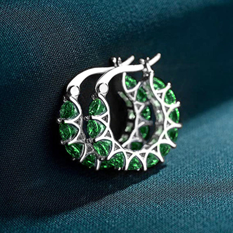 Elena Marlowe Gemstone Hoop White Gold Earrings