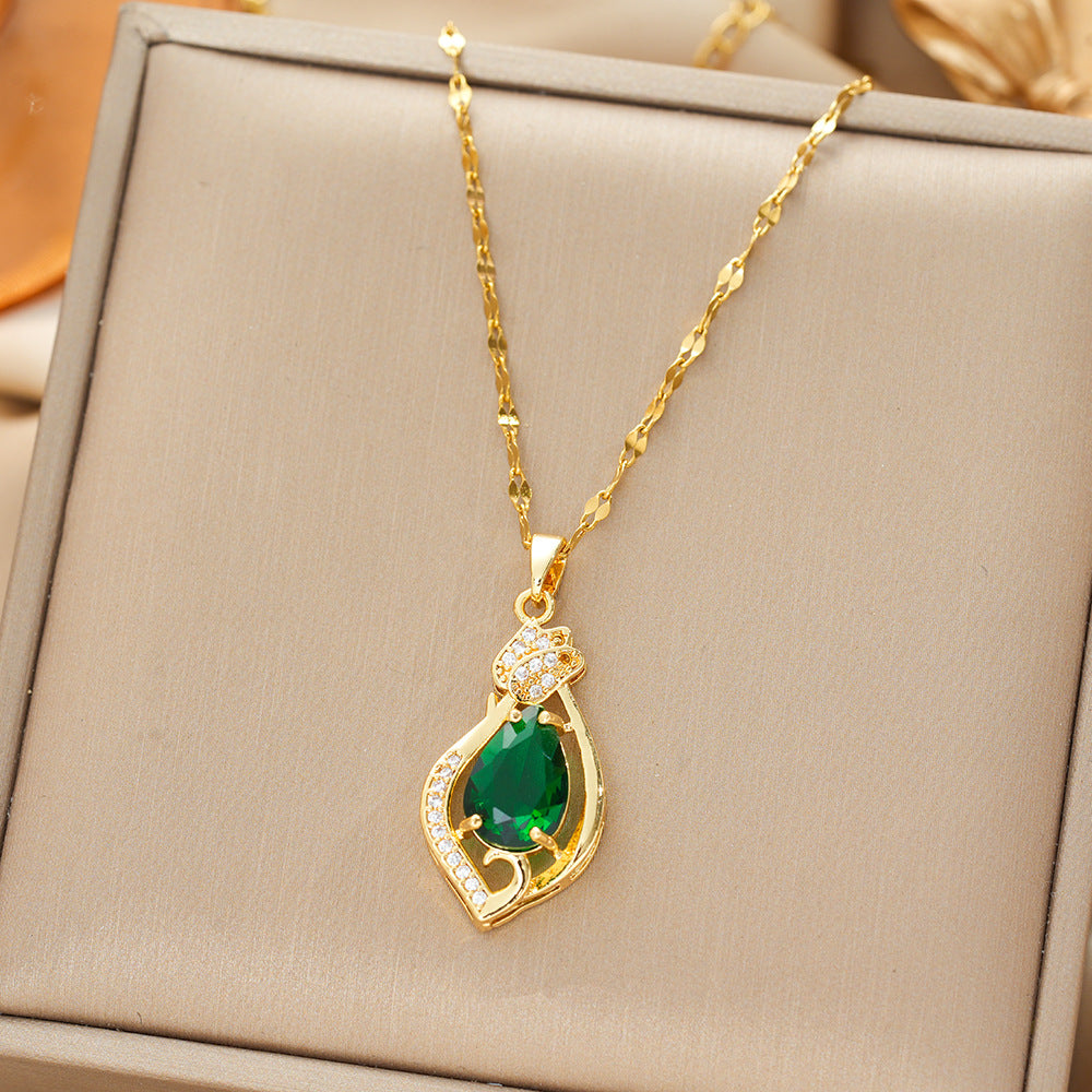 Liana Moretti Emerald Yellow Gold Necklace