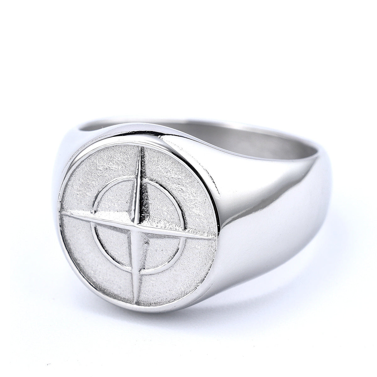 Anello Sigillo Bussola Classico Oro bianco