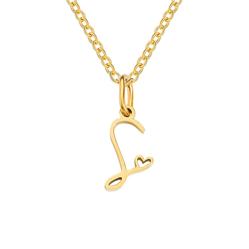 Heart Initial Yellow Gold Necklace