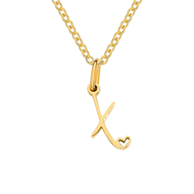 Heart Initial Yellow Gold Necklace