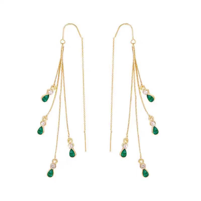 Calista Moreau Gemstone Tassel Yellow Gold Earrings