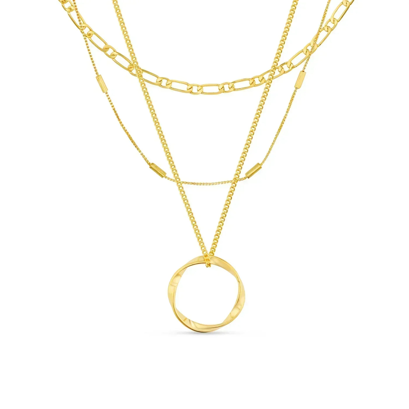 Three Strand Open Circle Necklace