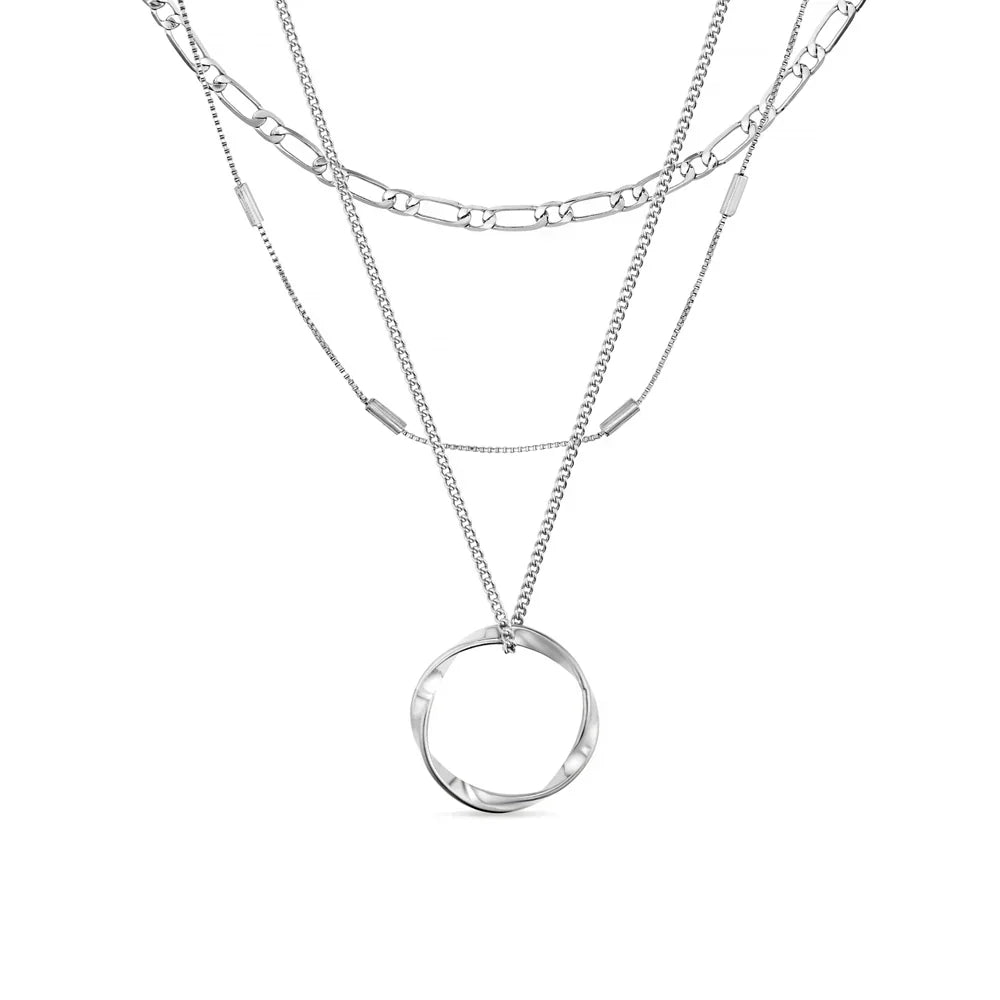 Three Strand Open Circle Necklace