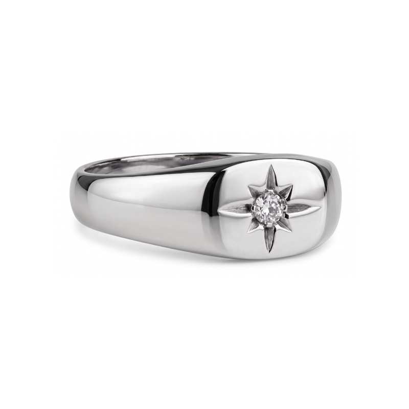 Soren Anello Cresta di Stella Oro bianco