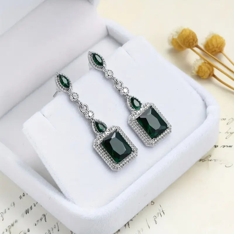 Clarion Verdancia Gemstone White Gold Earrings