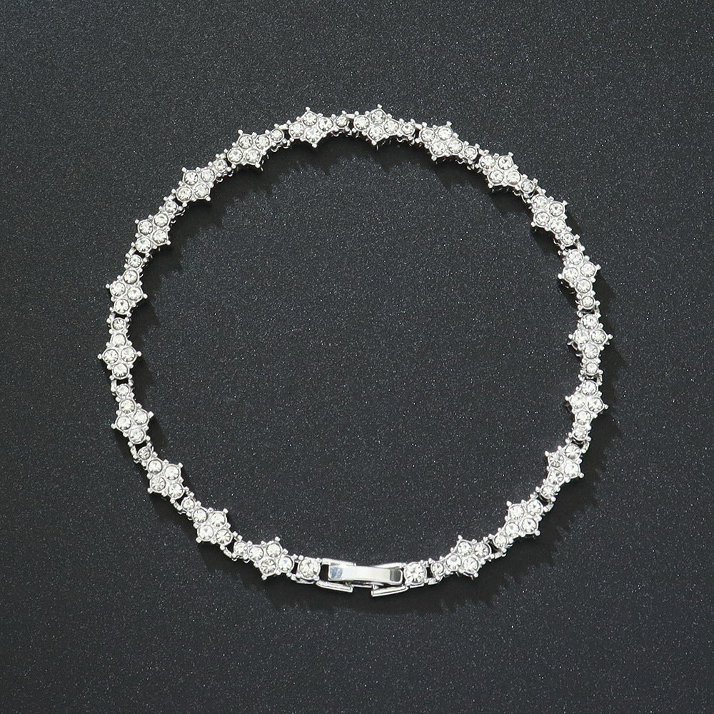 Classic Cluster Tennis Yellow Gold Bracelet