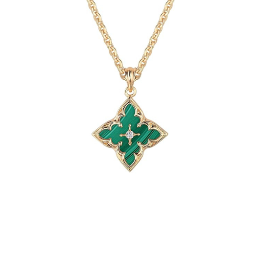 Collana con Pendente Quadrifoglio Smeraldo