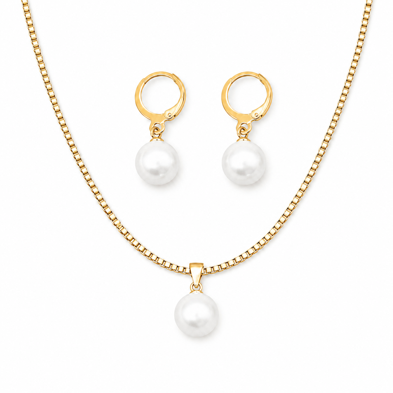 Golden Grace Pearl Yellow Gold Jewellery Set