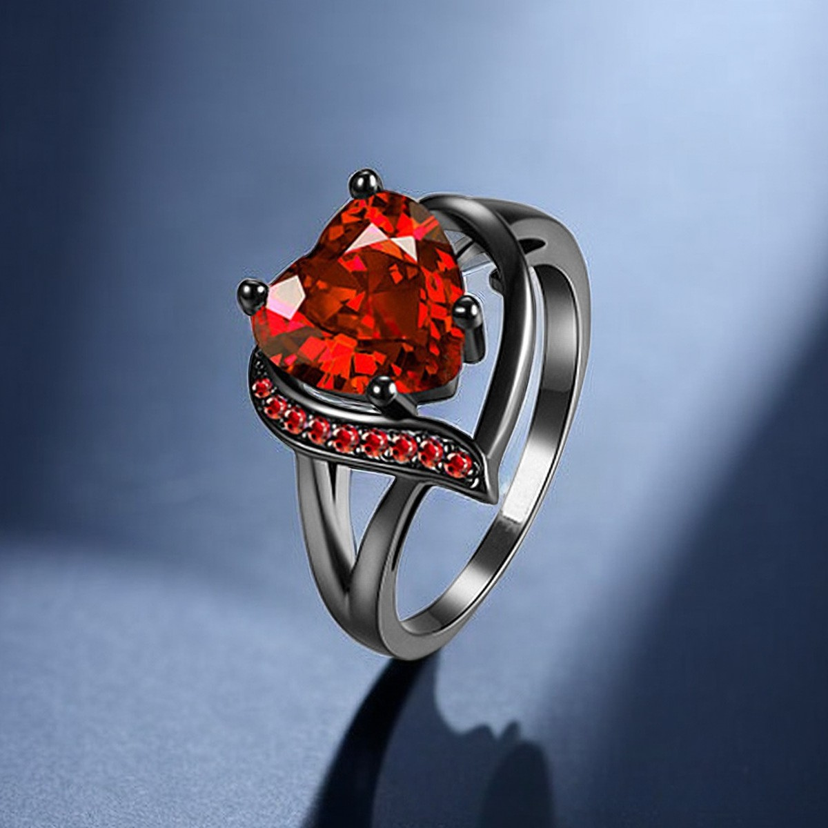 Calindra Rosethorne Gemstone Ring Black Finish