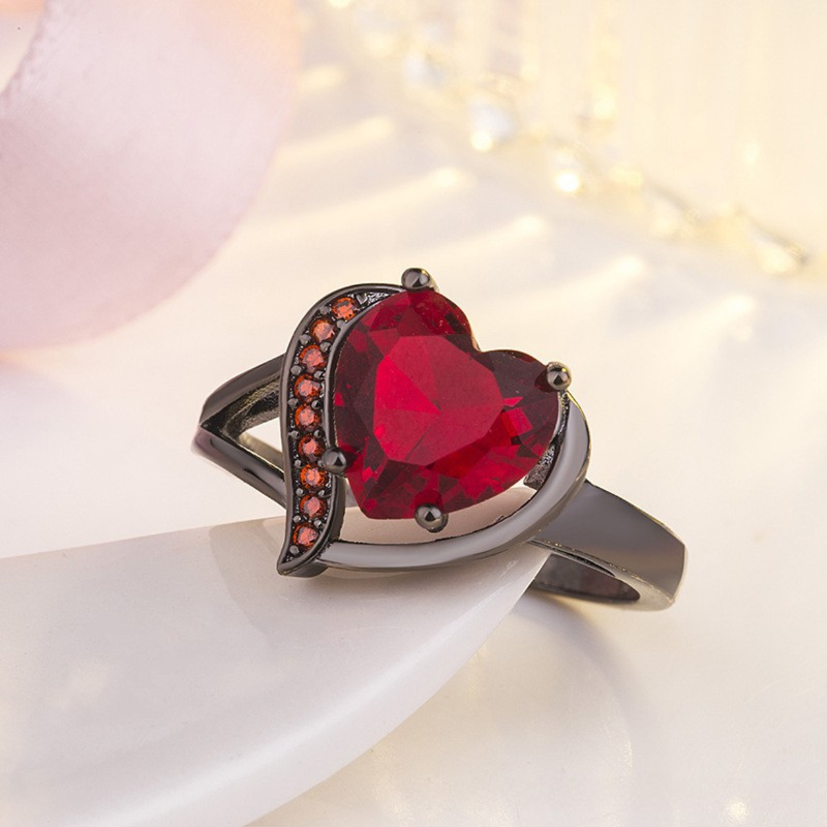 Calindra Rosethorne Gemstone Ring Black Finish