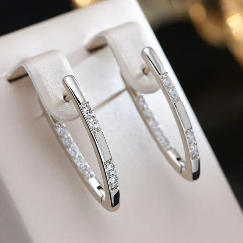 Exquisite Zircon Yellow Gold Earrings