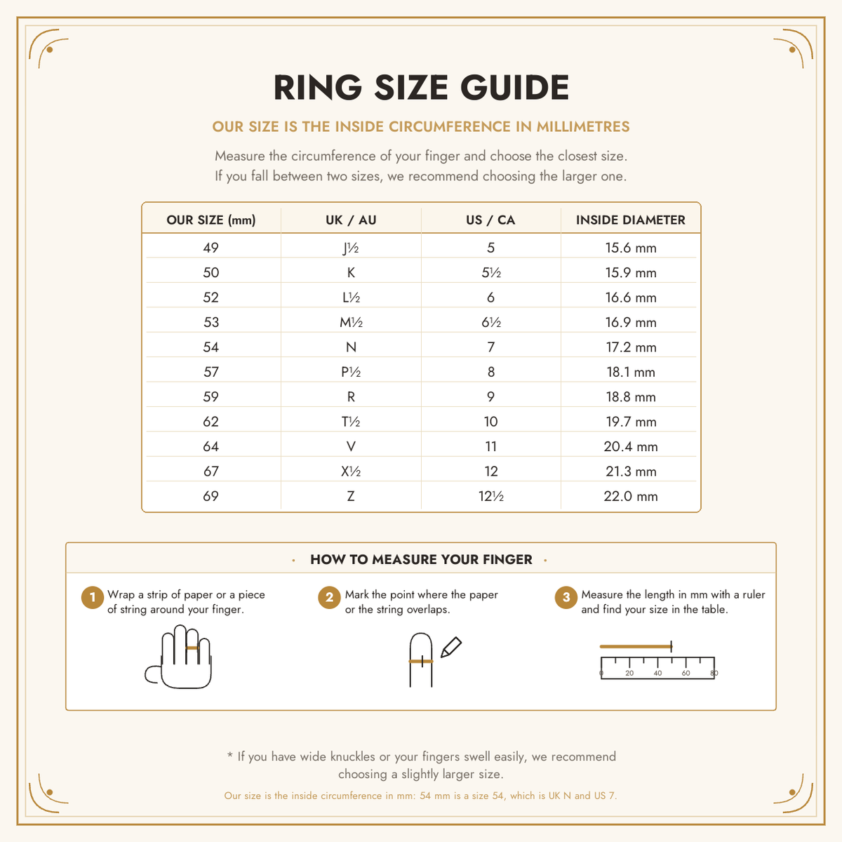 Ring size guide